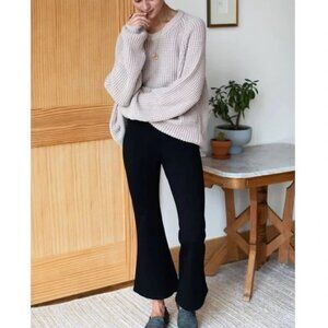 Emerson Fry Layering Flare Black Ponte Stretch Knit Pants Elastic Waist, Size S